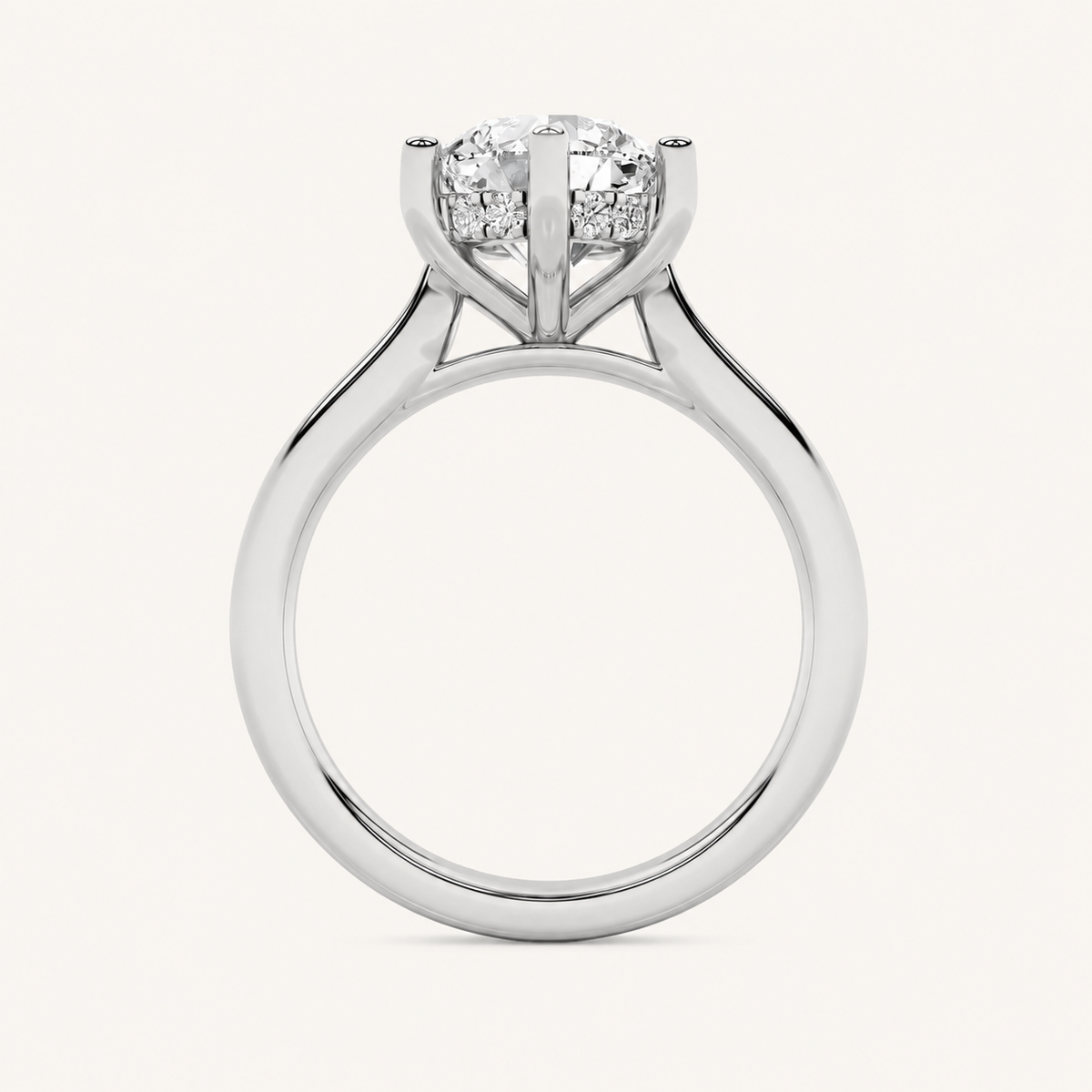 1.00 CT Round Cut Lab Grown Diamond Cathedral Shank Solitaire Ring
