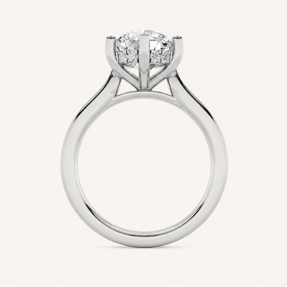 1.00 CT Round Cut Lab Grown Diamond Cathedral Shank Solitaire Ring