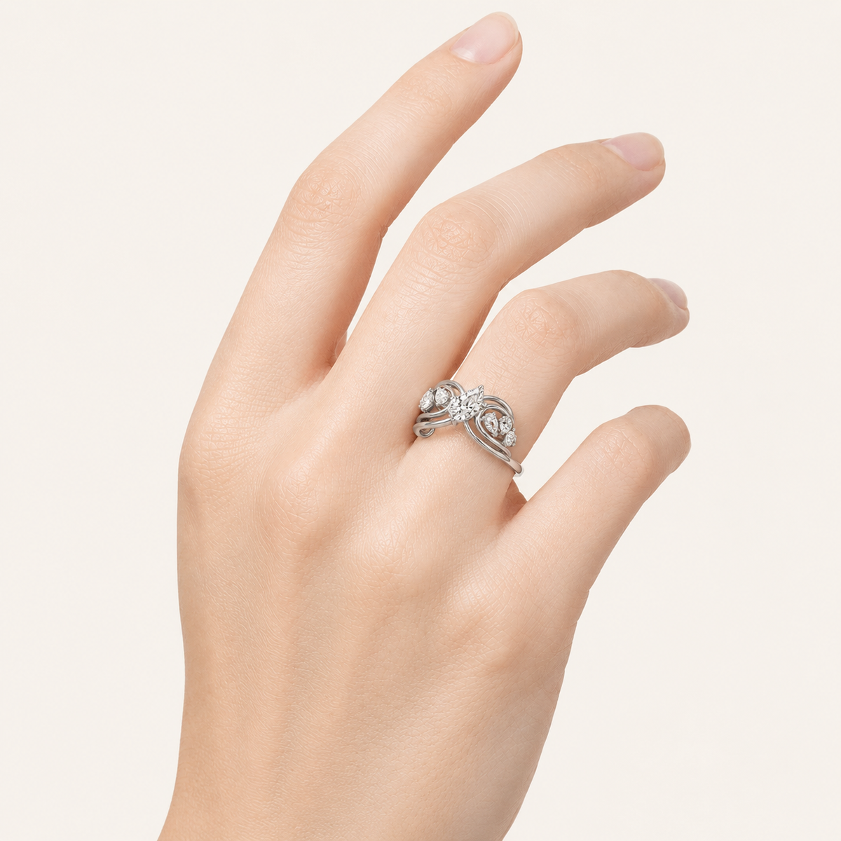 2.00 CT Pear Cut Lab Grown Diamond Seven Stone Fashion Cluster Ring