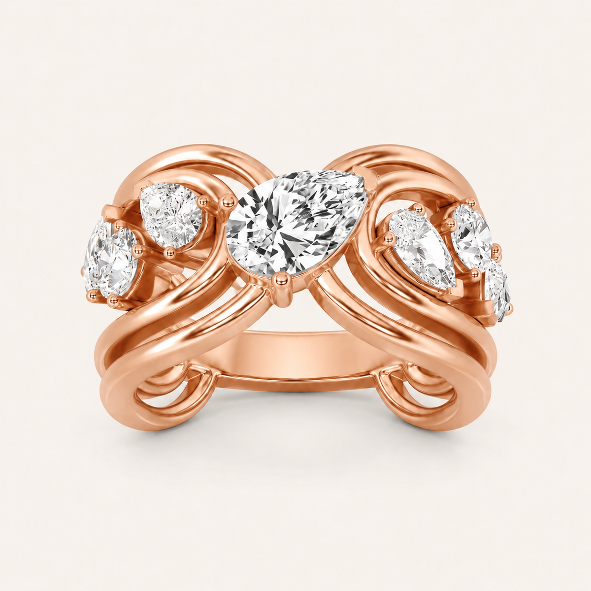 2.00 CT Pear Cut Lab Grown Diamond Seven Stone Fashion Cluster Ring