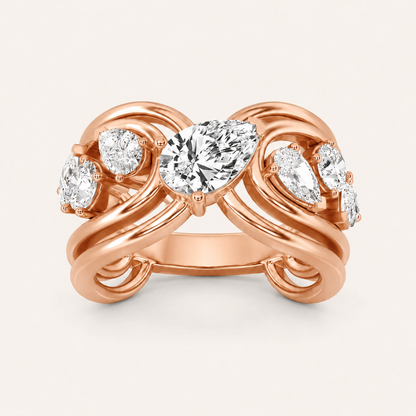 2.00 CT Pear Cut Lab Grown Diamond Seven Stone Fashion Cluster Ring
