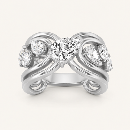 2.00 CT Pear Cut Lab Grown Diamond Seven Stone Fashion Cluster Ring
