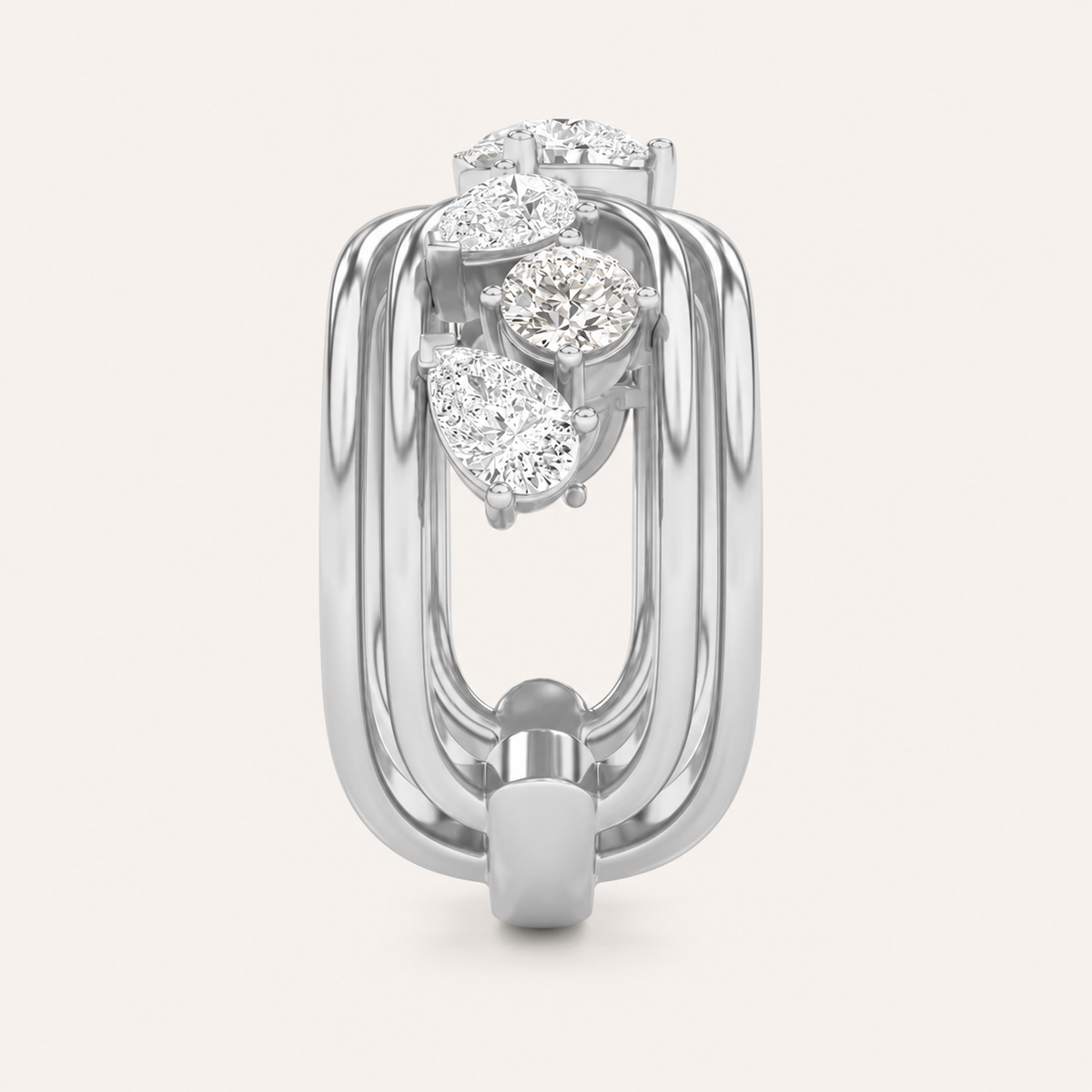 2.00 CT Pear Cut Lab Grown Diamond Seven Stone Fashion Cluster Ring