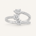 1.00 CT Round And Pear Cut Lab Grown Diamond Three Stone Ring