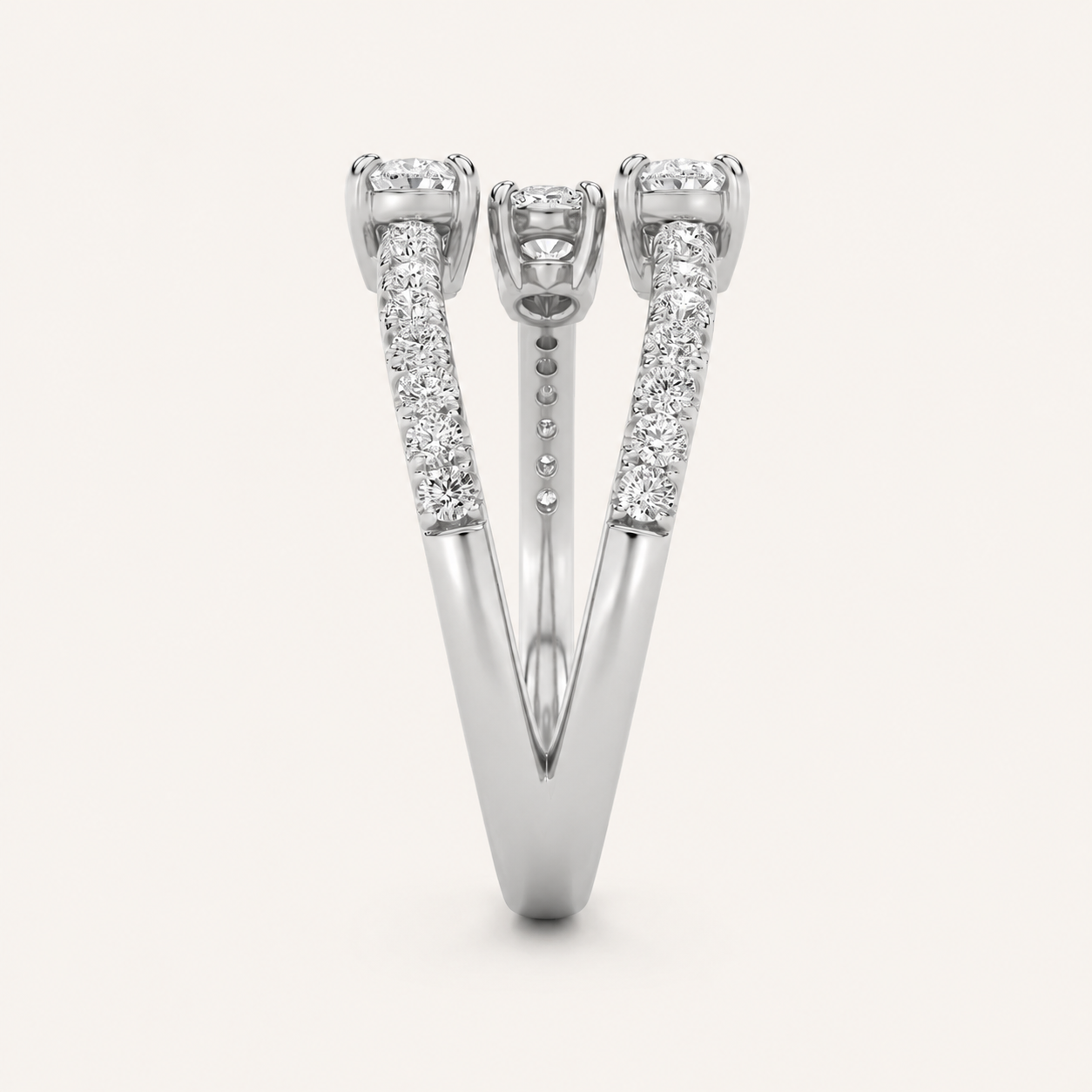 1.00 CT Round And Pear Cut Lab Grown Diamond Three Stone Ring