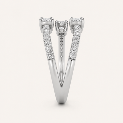 1.00 CT Round And Pear Cut Lab Grown Diamond Three Stone Ring