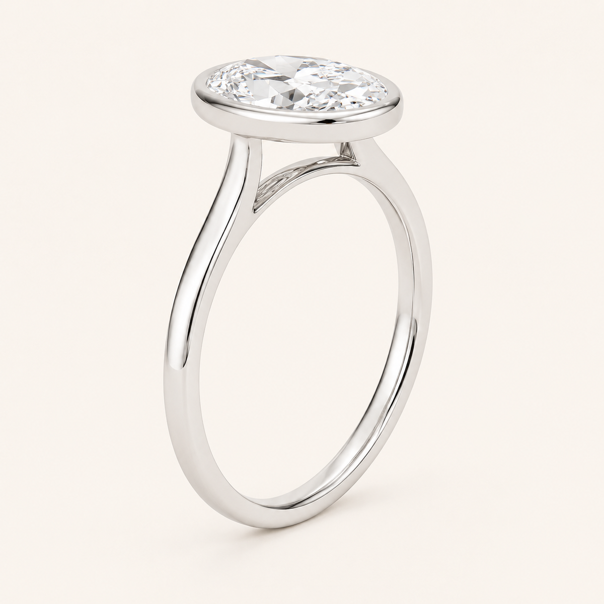 Oval Cut Lab Grown Diamond Ring in 14K Gold