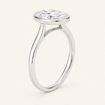 Oval Cut Lab Grown Diamond Ring in 14K Gold