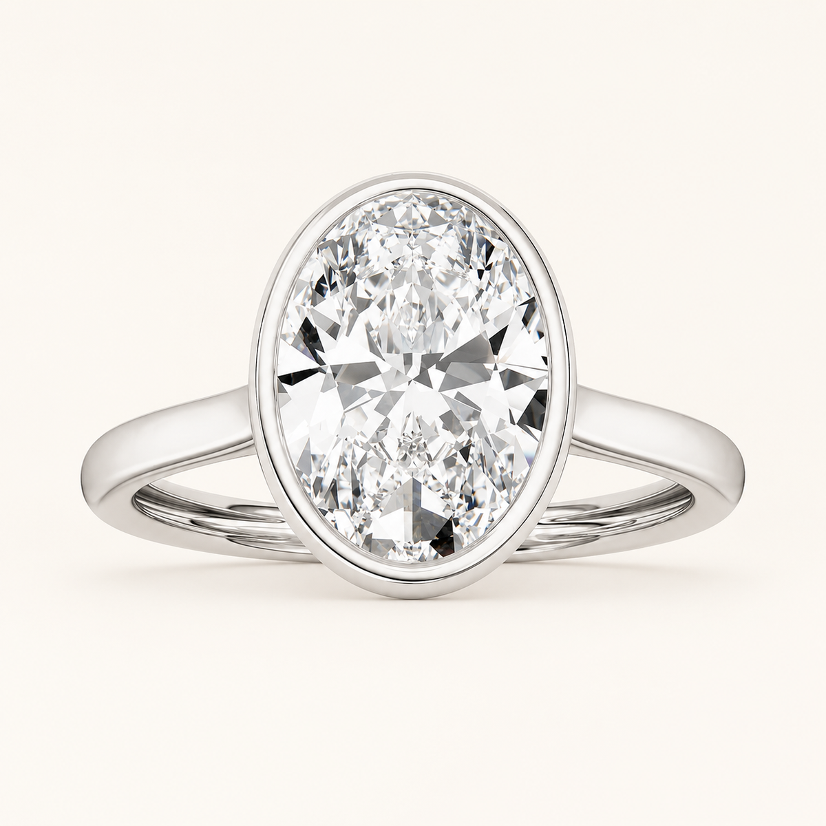 Oval Cut Lab Grown Diamond Ring in 14K Gold