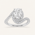 2CT Oval Cut Lab Grown Diamond Swirl Accented Engagement Ring