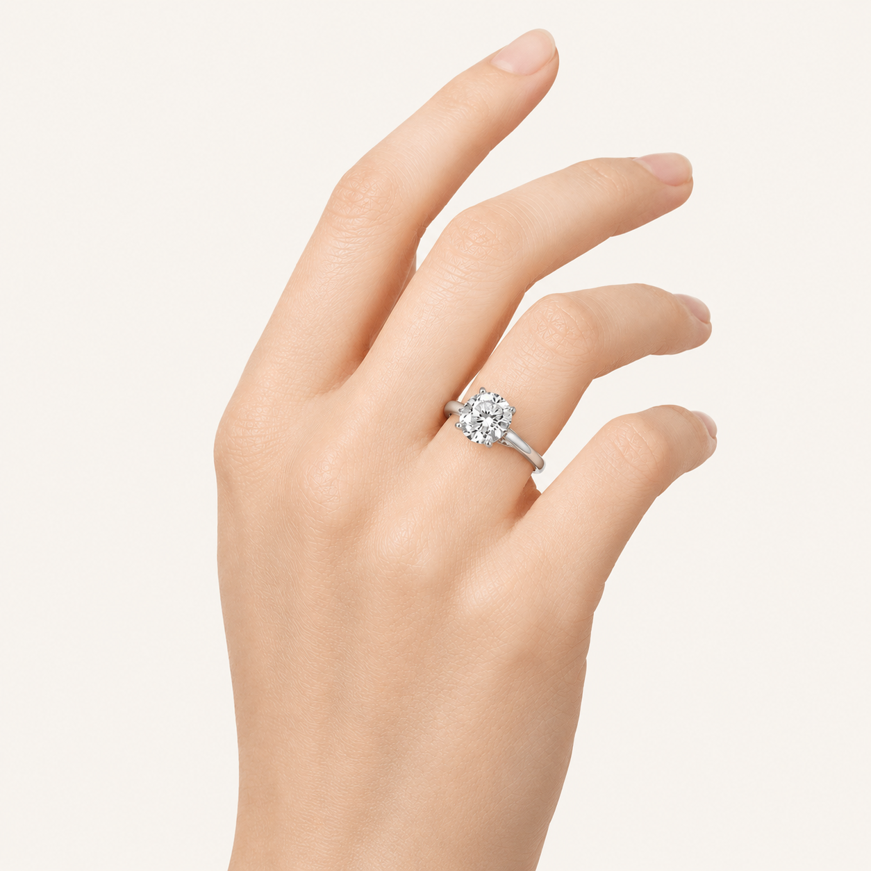 1.50 CT Round Cut Lab Grown Diamond Cathedral Shank Solitaire Ring