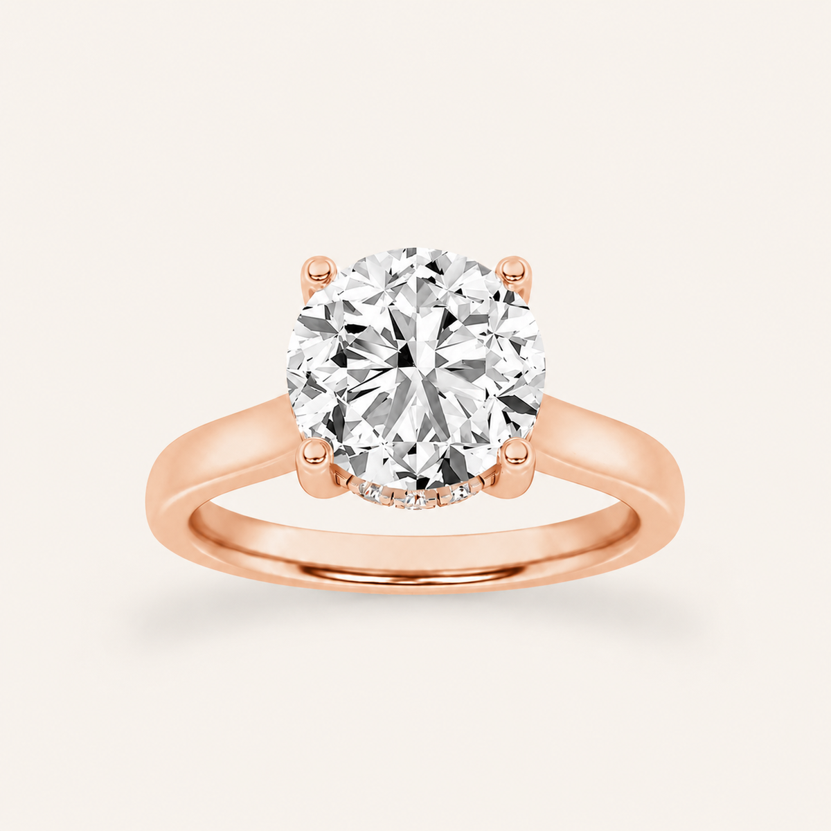 1.00 CT Round Cut Lab Grown Diamond Cathedral Shank Solitaire Ring