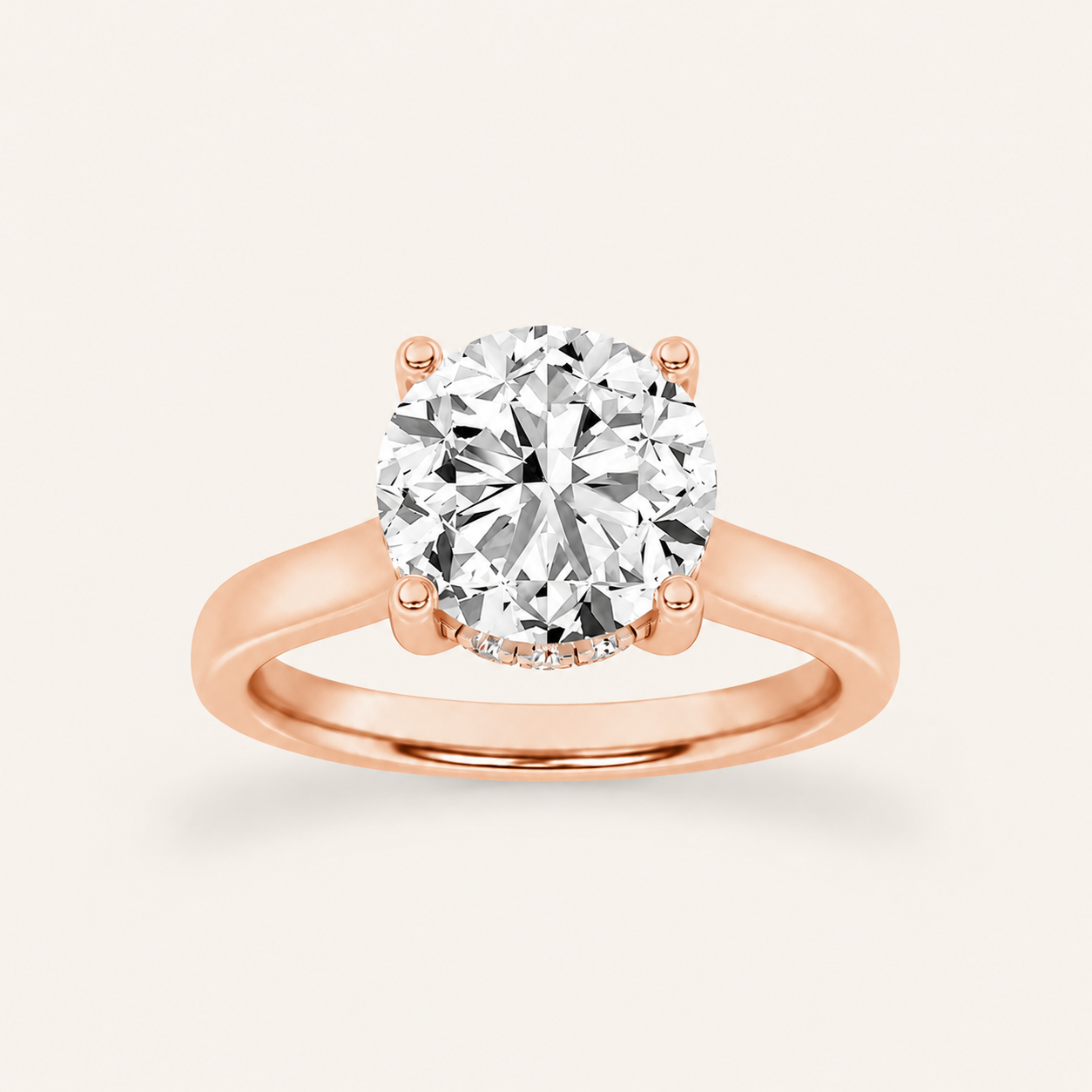 1.00 CT Round Cut Lab Grown Diamond Cathedral Shank Solitaire Ring