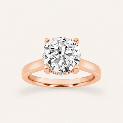 1.00 CT Round Cut Lab Grown Diamond Cathedral Shank Solitaire Ring