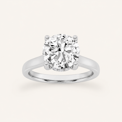 1.50 CT Round Cut Lab Grown Diamond Cathedral Shank Solitaire Ring
