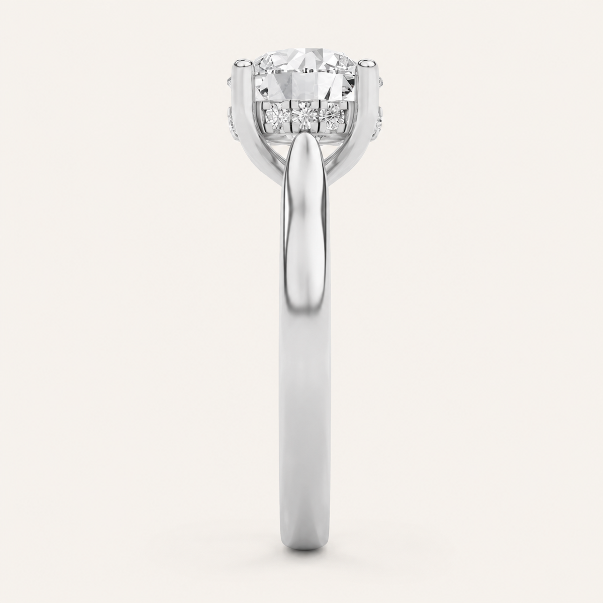 1.00 CT Round Cut Lab Grown Diamond Cathedral Shank Solitaire Ring