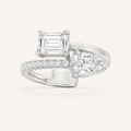 1.50 CT Emerald And Pear Cut Lab Grown Diamond Toi et Moi Ring
