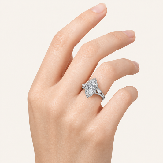 3.00 Ct Marquise Cut Lab Grown Diamond Three Stone Ring