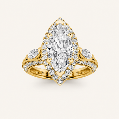 3.00 Ct Marquise Cut Lab Grown Diamond Three Stone Ring