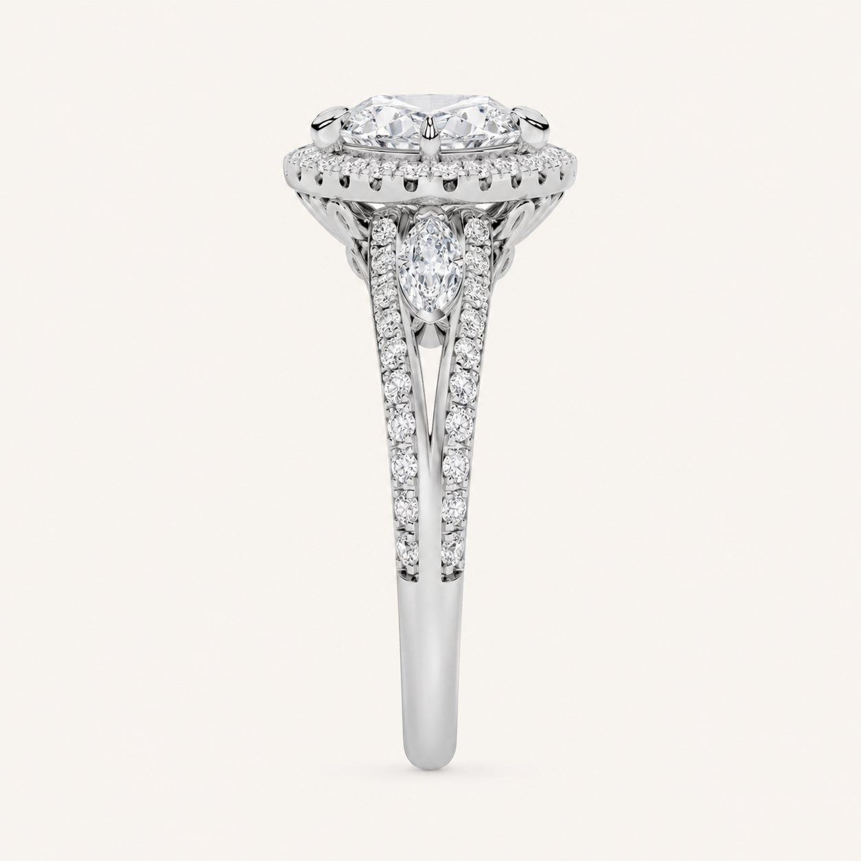3.00 Ct Marquise Cut Lab Grown Diamond Three Stone Ring