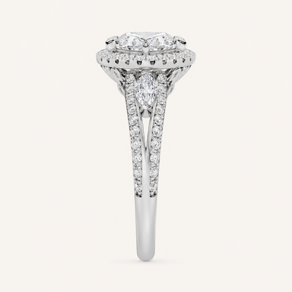 3.00 Ct Marquise Cut Lab Grown Diamond Three Stone Ring