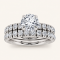 2CT Round Cut Lab Grown Diamond Classic Accented Bridal Set