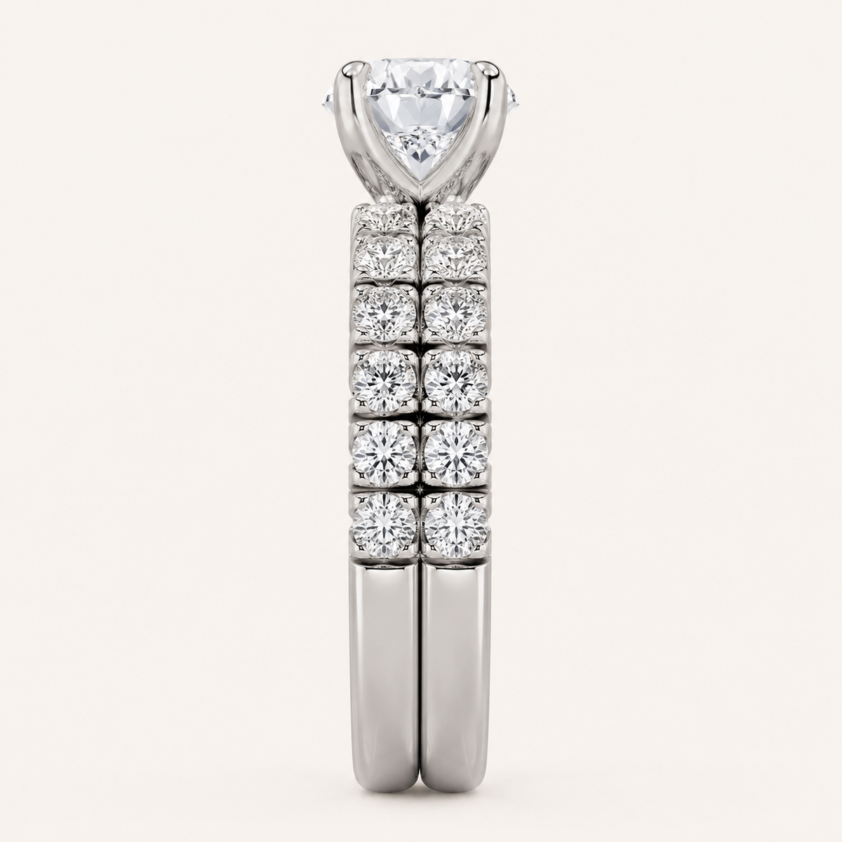 2CT Round Cut Lab Grown Diamond Classic Accented Bridal Set