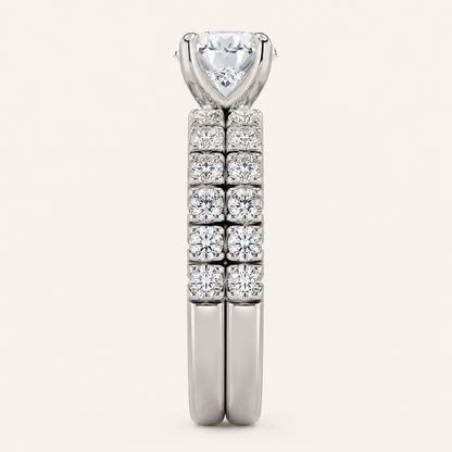 2CT Round Cut Lab Grown Diamond Classic Accented Bridal Set