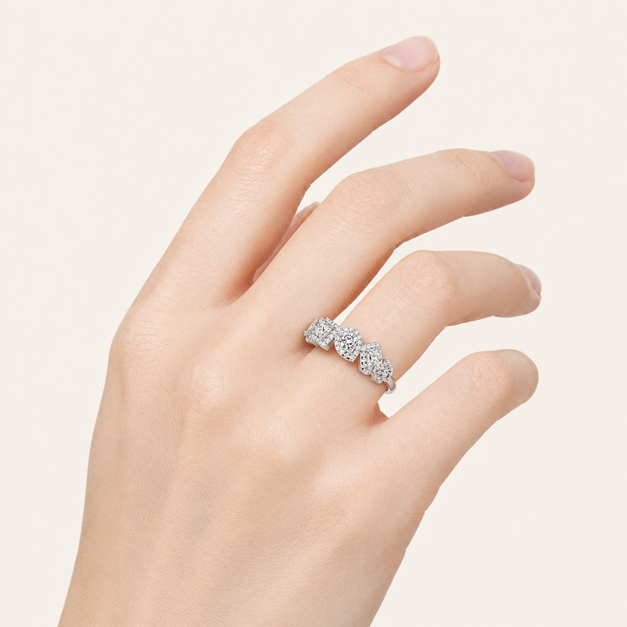 1.50 CT Mix Cut Lab Grown Diamond Halo Ring