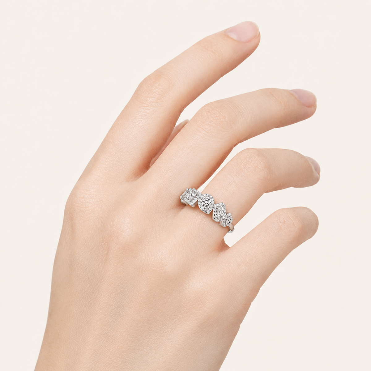 1.33 CT Mix Cut Lab Grown Diamond Halo Ring