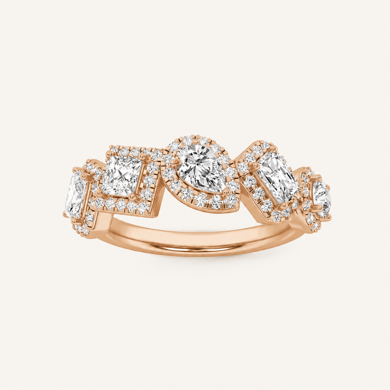 1.50 CT Mix Cut Lab Grown Diamond Halo Ring