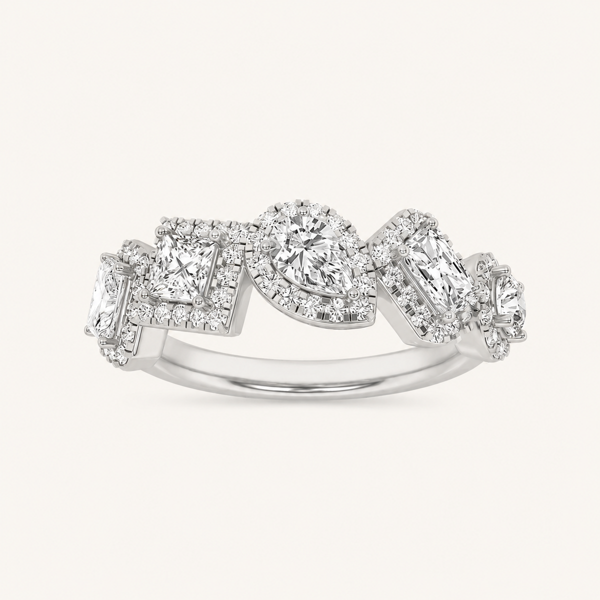 1.33 CT Mix Cut Lab Grown Diamond Halo Ring