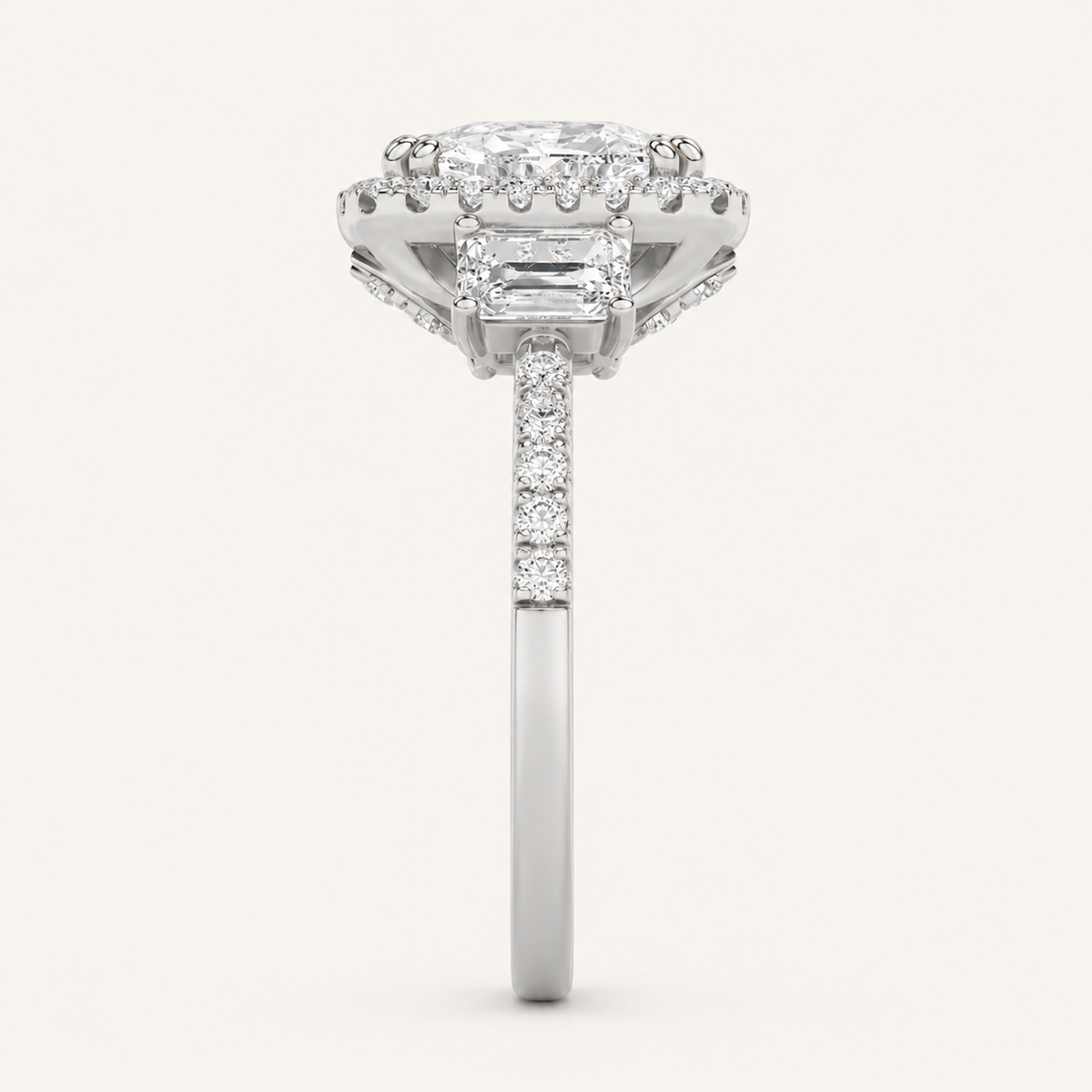 3CT Elongated Cushion Cut Lab Grown Diamond Accented Halo Ring
