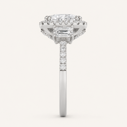 3CT Elongated Cushion Cut Lab Grown Diamond Accented Halo Ring