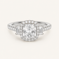 3CT Elongated Cushion Cut Lab Grown Diamond Accented Halo Ring