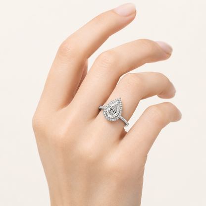 3.00 CT Pear Cut Lab Grown Diamond Halo Ring