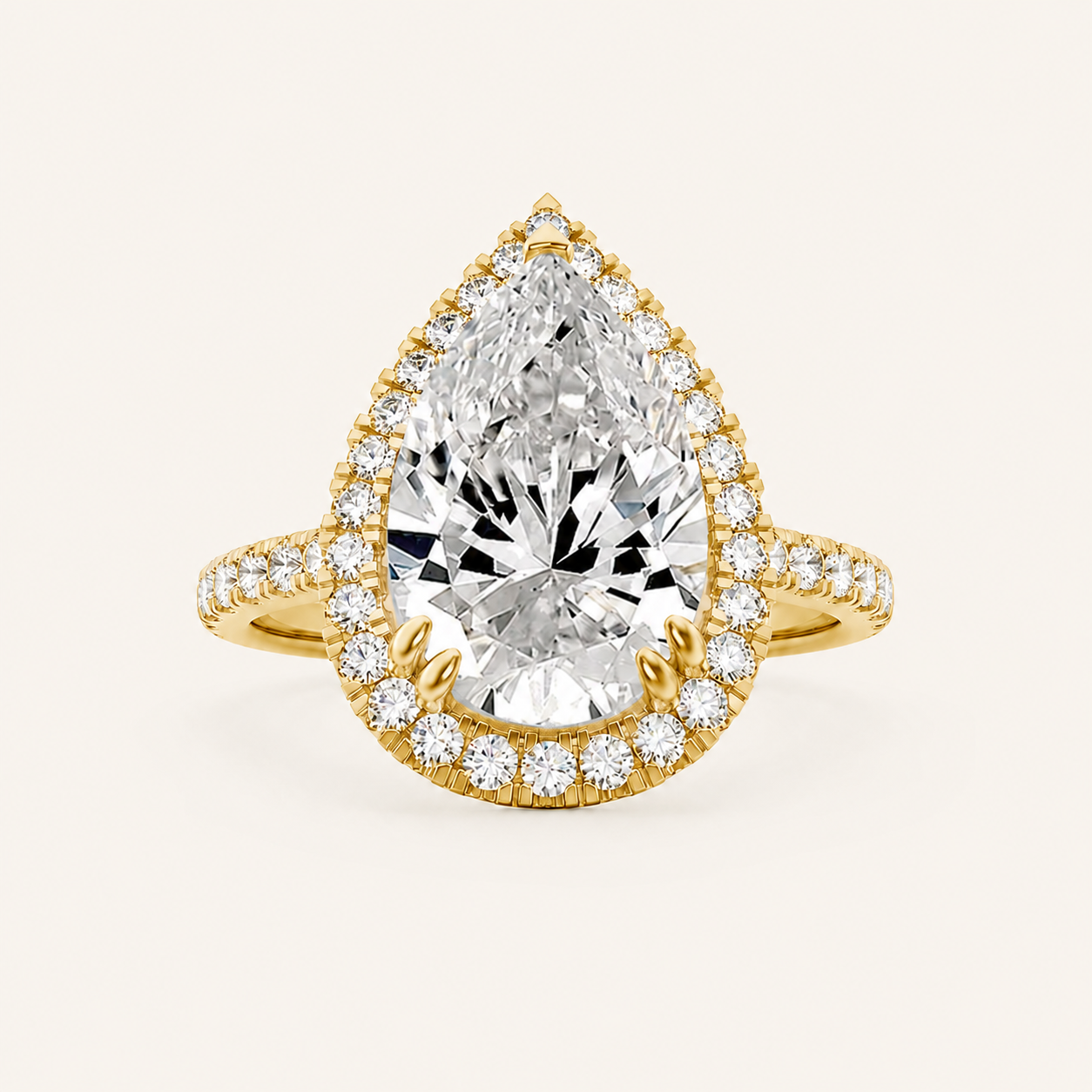 3.00 CT Pear Cut Lab Grown Diamond Halo Ring