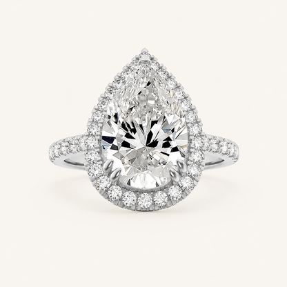 3.00 CT Pear Cut Lab Grown Diamond Halo Ring