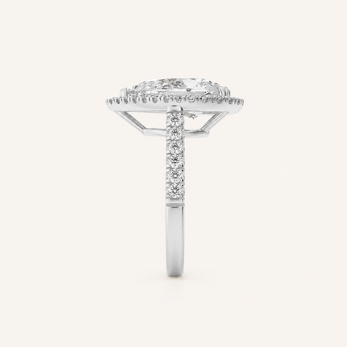3.00 CT Pear Cut Lab Grown Diamond Halo Ring