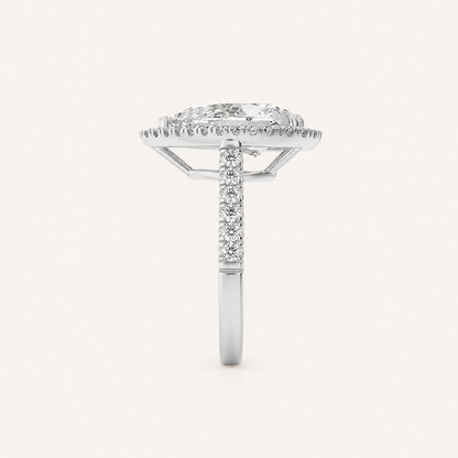 3.00 CT Pear Cut Lab Grown Diamond Halo Ring