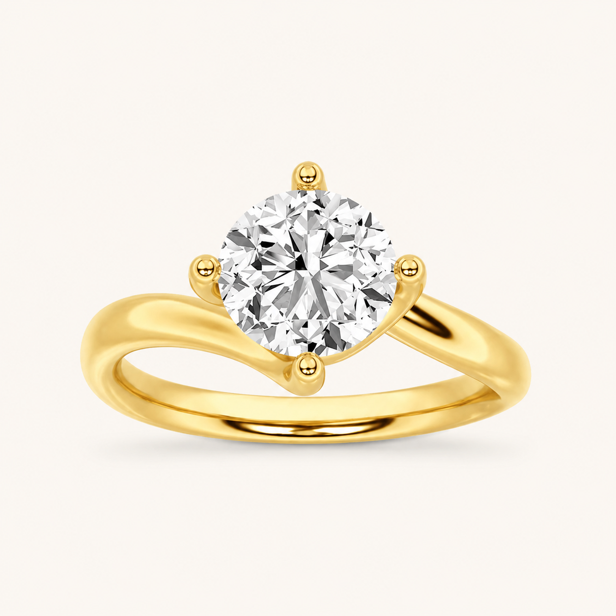 2.00 CT Round Cut Lab Grown Diamond Bypass Shank Solitaire Ring