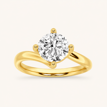 2.00 CT Round Cut Lab Grown Diamond Bypass Shank Solitaire Ring
