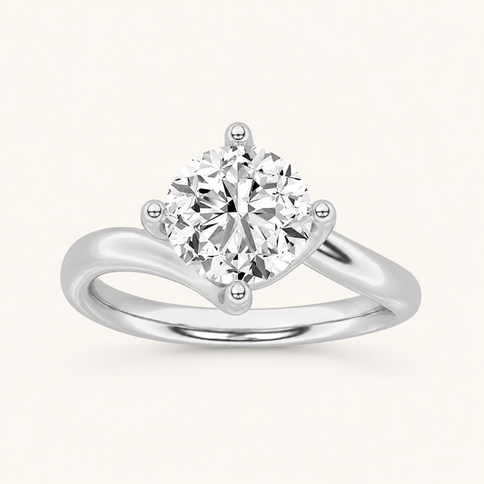 1.00 CT Round Cut Lab Grown Diamond Bypass Shank Solitaire Ring