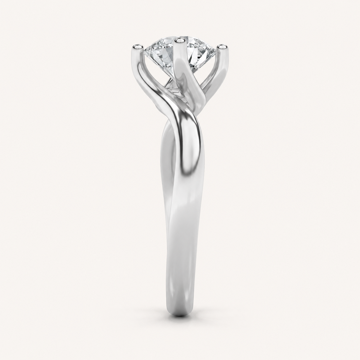 2.00 CT Round Cut Lab Grown Diamond Bypass Shank Solitaire Ring