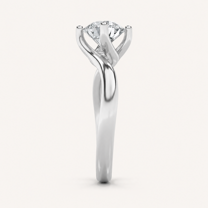 2.00 CT Round Cut Lab Grown Diamond Bypass Shank Solitaire Ring