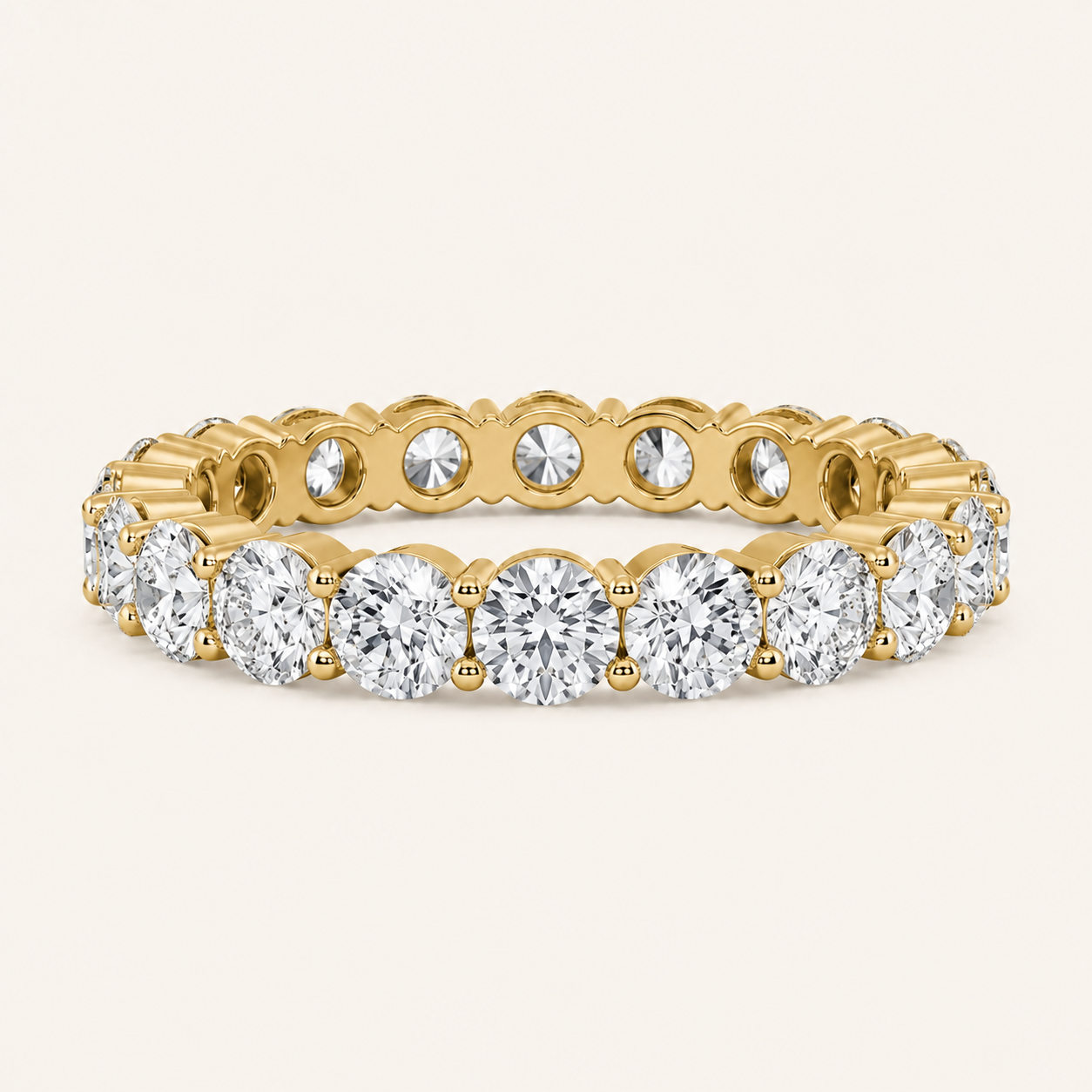 3.40 CT Round Cut Lab Grown Diamond Split Prong Eternity Ring