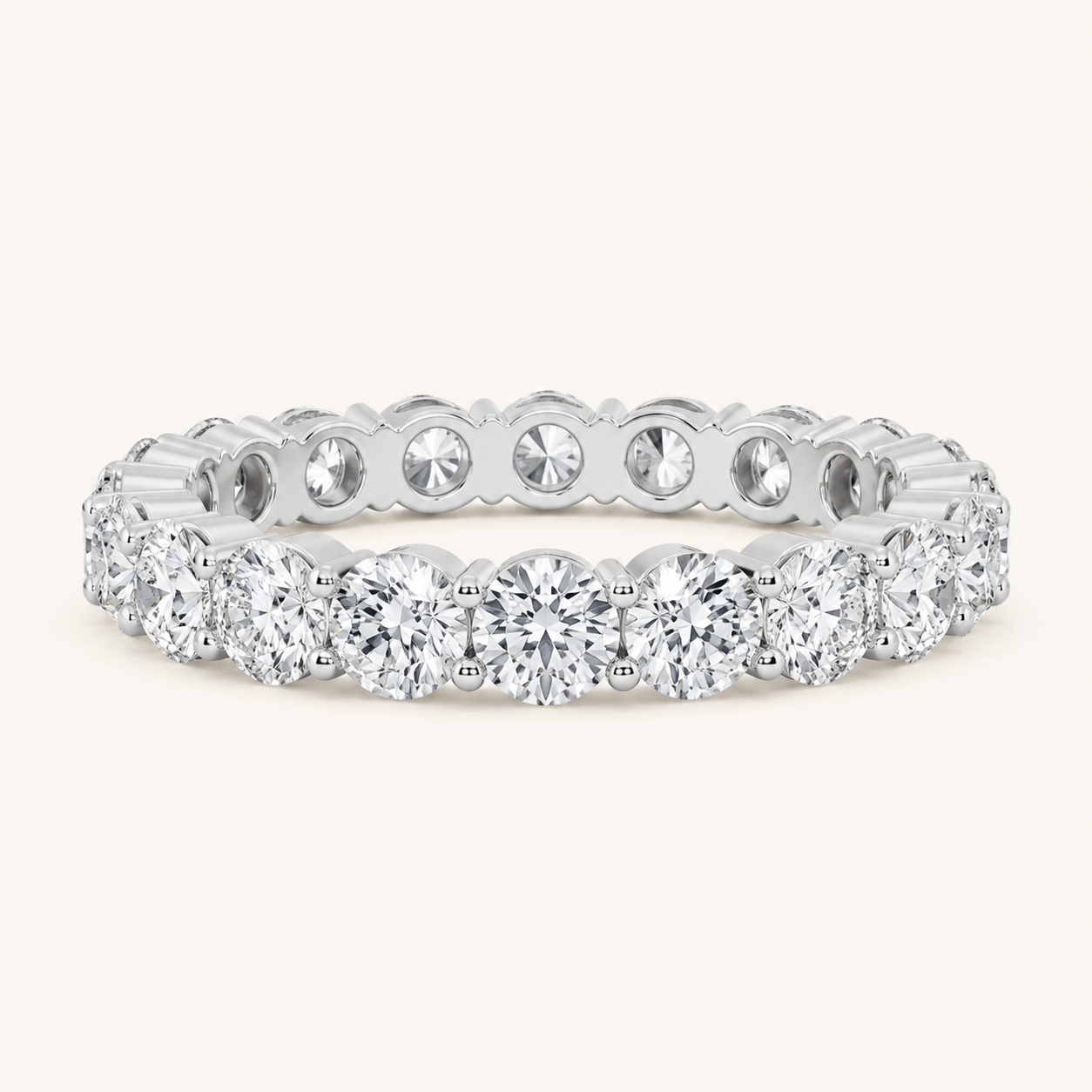 3.35CT Emerald Cut Lab Grown Diamond Eternity Band Ring