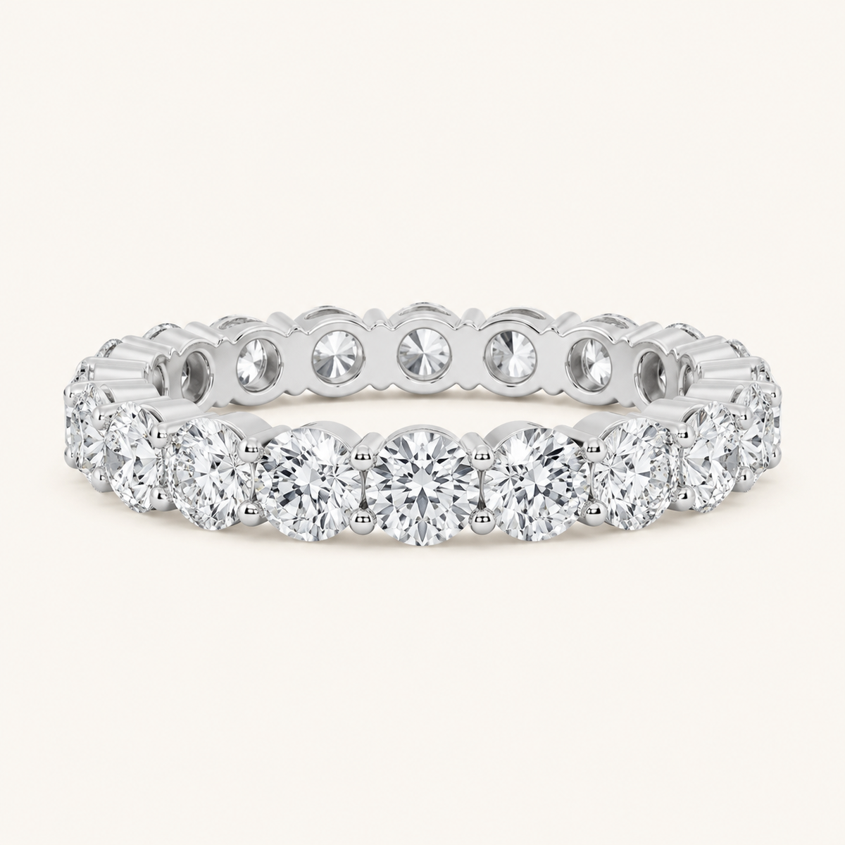 3.25 CT Round Cut Lab Grown Diamond Split Prong Eternity Ring