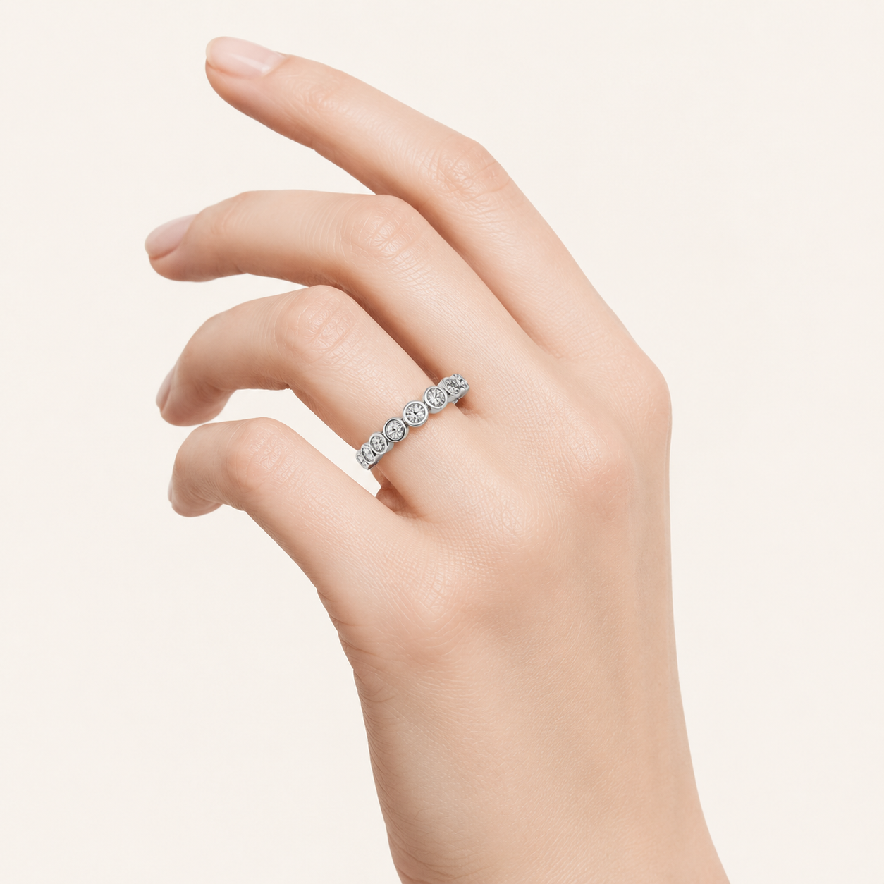 3.8CT Round Cut Lab Grown Diamond Eternity Ring