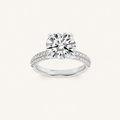 1.50 CT Round Cut Lab Grown Diamond Three Row Micro Pave Side Stone Ring